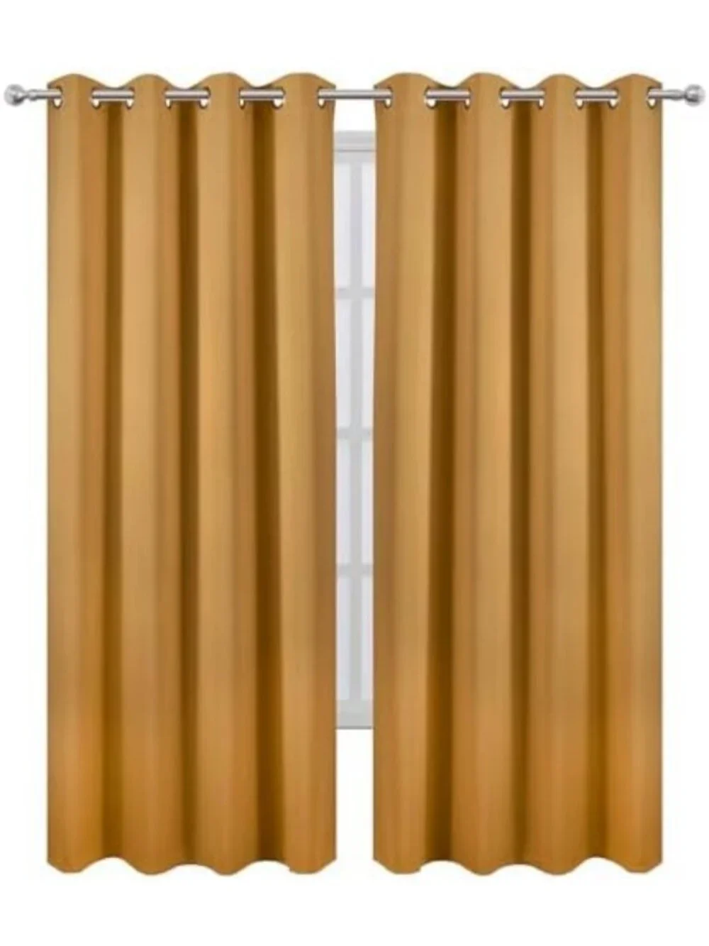 Mustard Yellow Blackout Curtains Set of 2 Panels, Thermal Insulated Room
